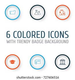 Education Icons Set. Collection Of Library, Document Case, College And Other Elements. Also Includes Symbols Such As Book, Learning, Hat.