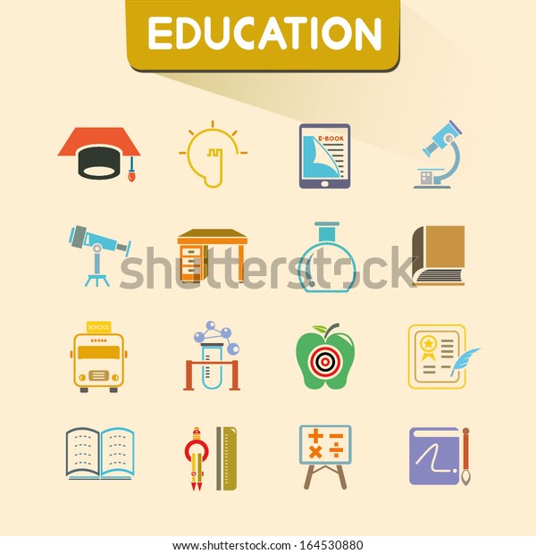 education icons set, color\
icons, vector