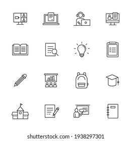 education icons set. flat design style minimal vector illustration.