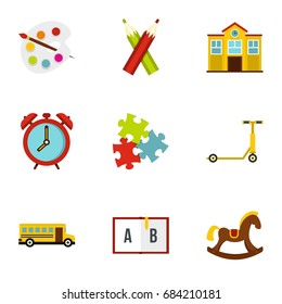 Education icons set, flat style