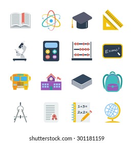 Education icons set. Flat vector related icons set for web and mobile applications. It can be used as - logo, pictogram, icon, infographic element. Vector Illustration. 
