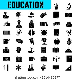 Education icons set. Graduate Silhouette icons set.