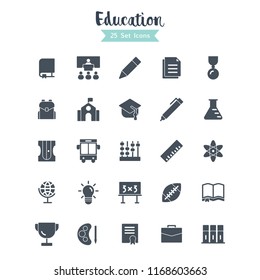 education icons set.  education icon vector with glyph style