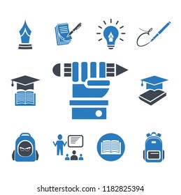 Education icons set - education icon vector glyph style - Blue