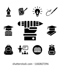 Education icons set - education icon vector glyph style - Black