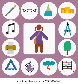 Education icons set, isolated elements,vector illustration. Back to school