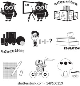 Education Icons Set - Isolated On White Background, Vector Illustration, Graphic Design Useful For Your Design 