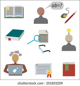 Education Icons set, isolated on white