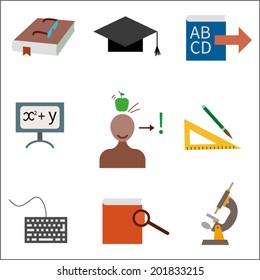 Education Icons set, isolated on white