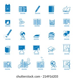 Education Icons Set - Isolated On White Background - Vector Illustration, Graphic Design Editable For Your Design