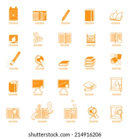 Education Icons Set - Isolated On White Background - Vector Illustration, Graphic Design Editable For Your Design
