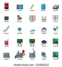 Education Icons Set - Isolated On White Background - Vector Illustration, Graphic Design Editable For Your Design 