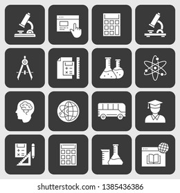 Education icons. Set of learning, student, lesson, microscope and more.