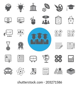 Education icons set on white background