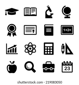 Education Icons Set on White Background. Vector illustration