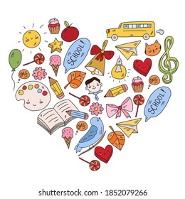 Education icons set. School and colledge. Creativity and imagination.