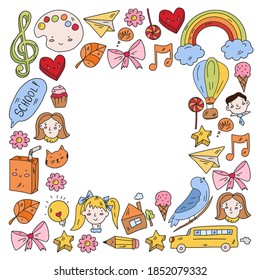 Education icons set. School and colledge. Creativity and imagination.