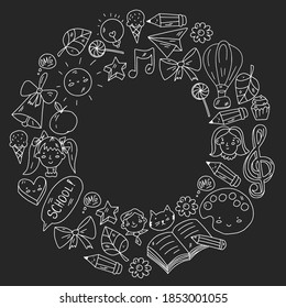Education icons set. School and colledge. Creativity and imagination.