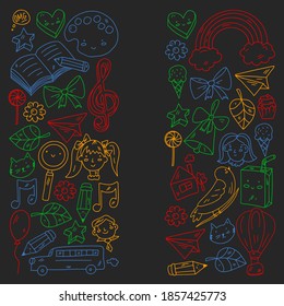 Education icons set. School and colledge. Creativity and imagination.