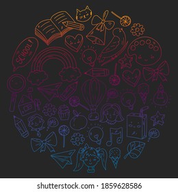 Education icons set. School and colledge. Creativity and imagination.