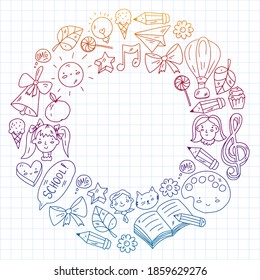 Education icons set. School and colledge. Creativity and imagination.