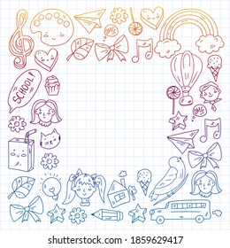 Education icons set. School and colledge. Creativity and imagination.