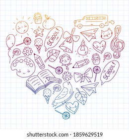 Bildungs-Symbole gesetzt. Schule und Schule. Kreativität und Fantasie.
