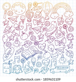 Education icons set. School and colledge. Creativity and imagination.