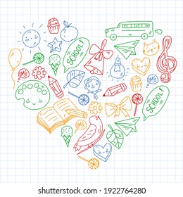 Education icons set. School and colledge. Creativity and imagination.
