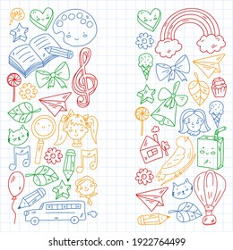 Education icons set. School and colledge. Creativity and imagination.