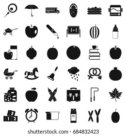 Education icons set, simple style