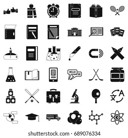 Education icons set. Simple style of 36 education vector icons for web isolated on white background