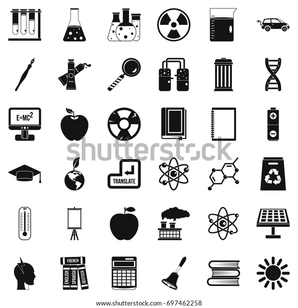 Education icons set. Simple\
style of 36 education vector icons for web isolated on white\
background