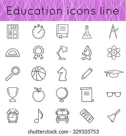 education icons set of thin line. learning, education, knowledge. Modern minimalist flat design. Vector illustration
