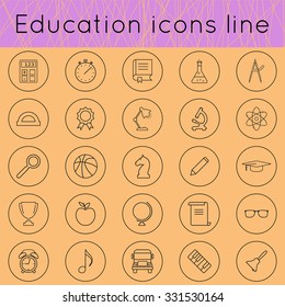 education icons set of thin line. learning, education, knowledge. Modern minimalistic flat design. Vector illustration