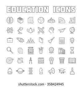 Education Icons Set. Thin Line Icons Vector Illustration