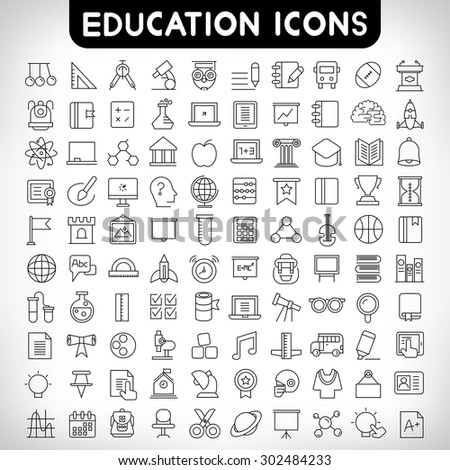 education icons set, thin line icons