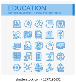 Education Icons Set. UI Pixel Perfect Well-crafted Vector Thin Line Icons. The illustrations are a vector.
