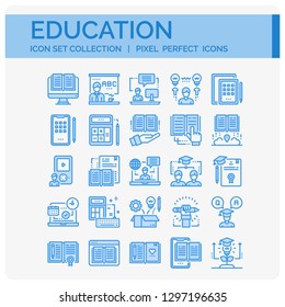 Education Icons Set. UI Pixel Perfect Well-crafted Vector Thin Line Icons. The illustrations are a vector.