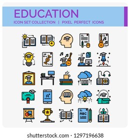 Education Icons Set. UI Pixel Perfect Well-crafted Vector Thin Line Icons. The illustrations are a vector.
