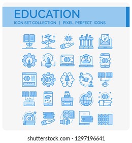 Education Icons Set. UI Pixel Perfect Well-crafted Vector Thin Line Icons. The illustrations are a vector.