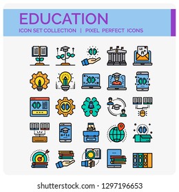 Education Icons Set. UI Pixel Perfect Well-crafted Vector Thin Line Icons. The illustrations are a vector.