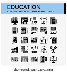 Education Icons Set. UI Pixel Perfect Well-crafted Vector Thin Line Icons. The illustrations are a vector.
