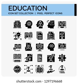 Education Icons Set. UI Pixel Perfect Well-crafted Vector Thin Line Icons. The illustrations are a vector.