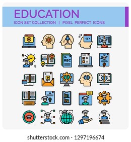 Education Icons Set. UI Pixel Perfect Well-crafted Vector Thin Line Icons. The illustrations are a vector.