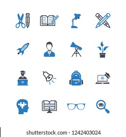 Education icons set vector - Blue on a white background
