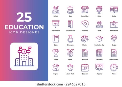 Education icons set vector design