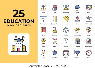 Education icons set vector design