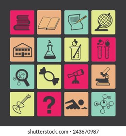 Education icons set.  Vector illustration