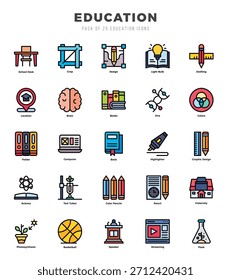 Conjunto de iconos de Educación. Ilustración vectorial.